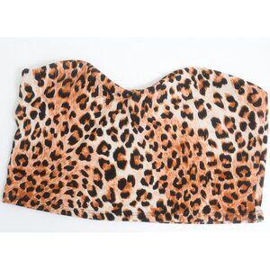 21 Saints Leopard Print Bandeau Crop Top Swim Sexy Clubwear Safari Vacation NWT